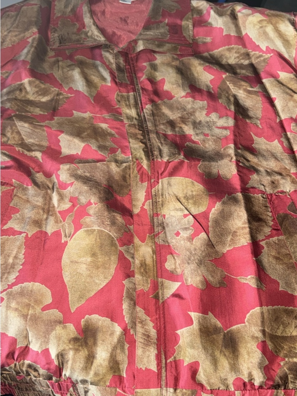 August Max Red Floral-Print Zip Bomber Jacket